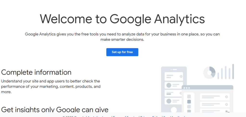 google analytics welcome screen