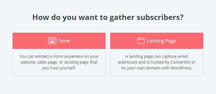 forms and landing pages in convertkit