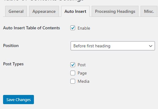 Auto insert TOC for luckyWP plugin
